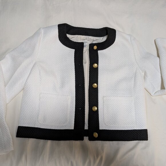 J. Crew Black and White Combo Tweed Lady Jacket, Size 6 - Picture 2 of 7